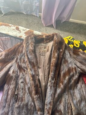 Women's Brown Faux Fur Pea Coat by Oris - Plush Shawl Collar Jacket